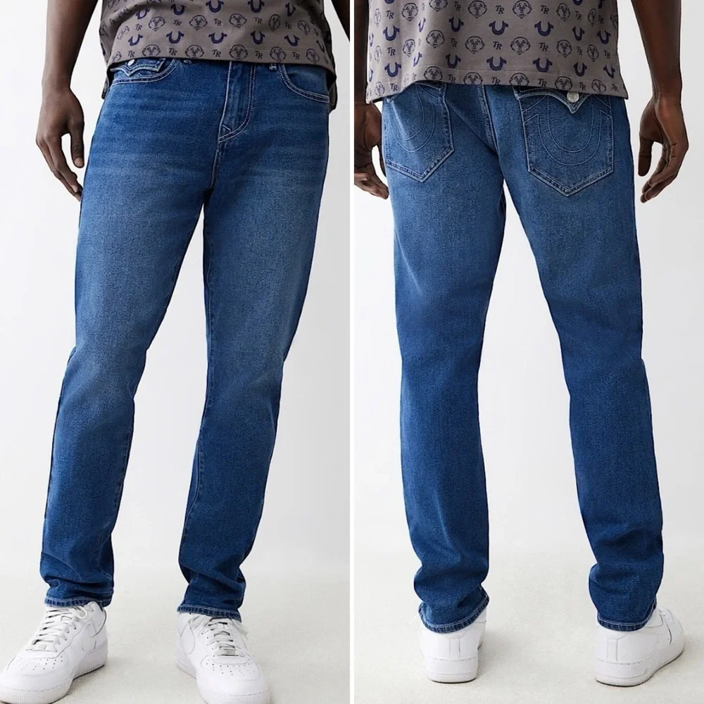 True Religion Geno Relaxed Slim Fit Medium Wash Men’s 36W X 32L Flap Pockets NWT